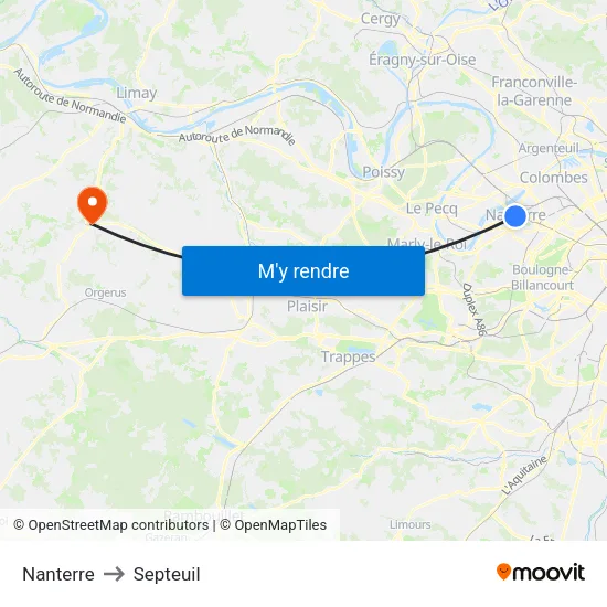 Nanterre to Septeuil map