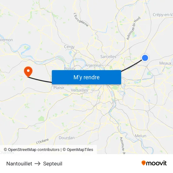 Nantouillet to Septeuil map