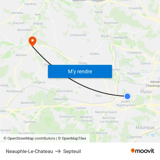 Neauphle-Le-Chateau to Septeuil map