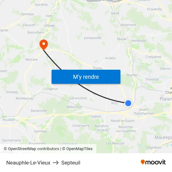 Neauphle-Le-Vieux to Septeuil map