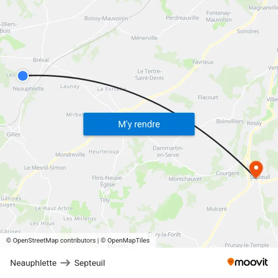 Neauphlette to Septeuil map
