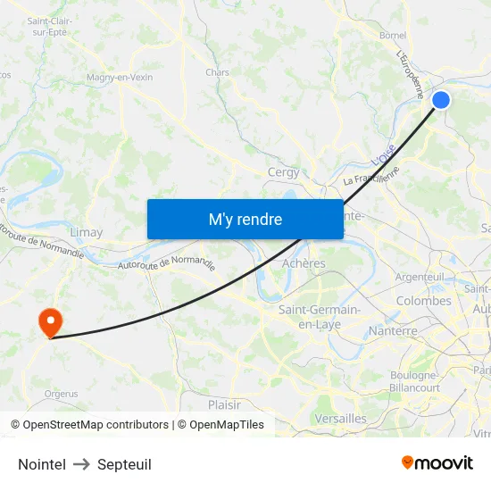 Nointel to Septeuil map