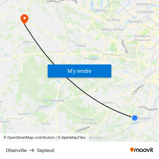 Ollainville to Septeuil map