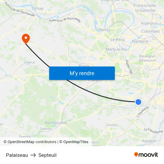 Palaiseau to Septeuil map