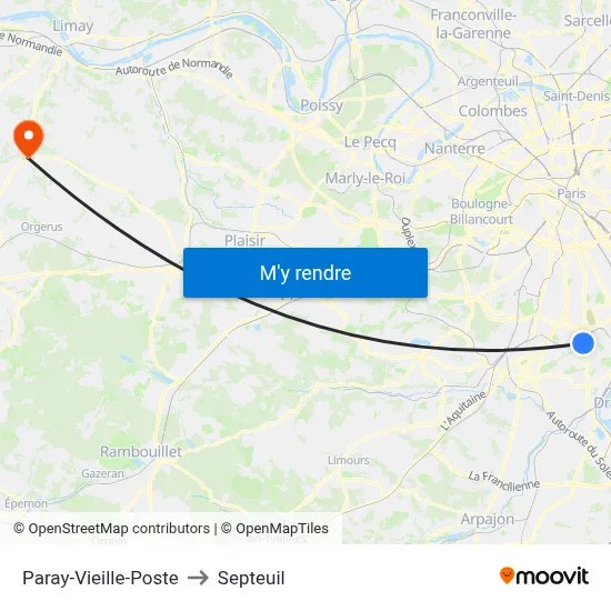 Paray-Vieille-Poste to Septeuil map