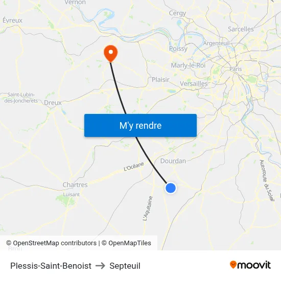 Plessis-Saint-Benoist to Septeuil map