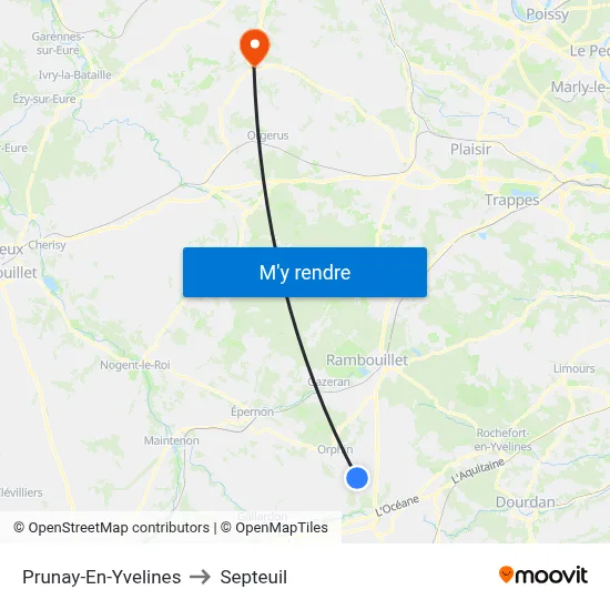 Prunay-En-Yvelines to Septeuil map