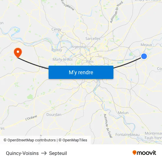 Quincy-Voisins to Septeuil map