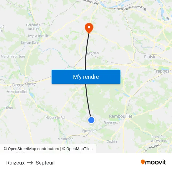 Raizeux to Septeuil map
