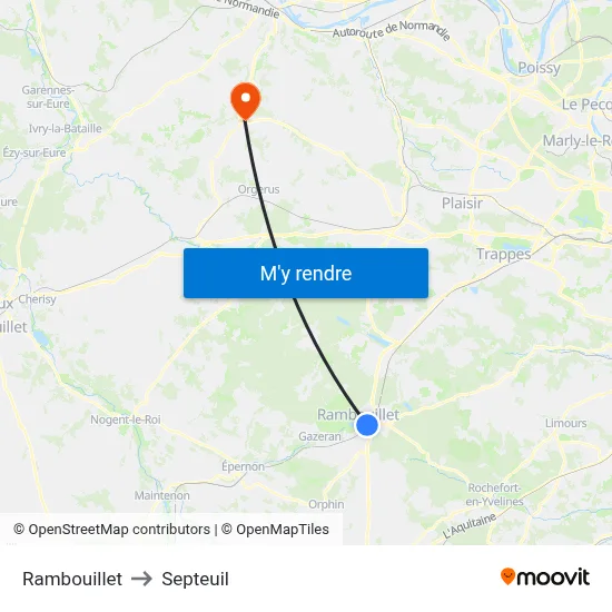 Rambouillet to Septeuil map