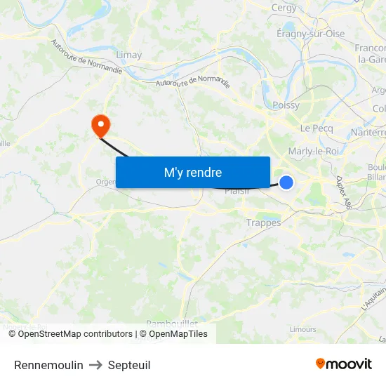 Rennemoulin to Septeuil map