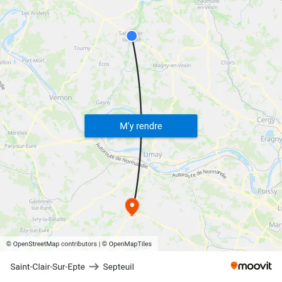 Saint-Clair-Sur-Epte to Septeuil map