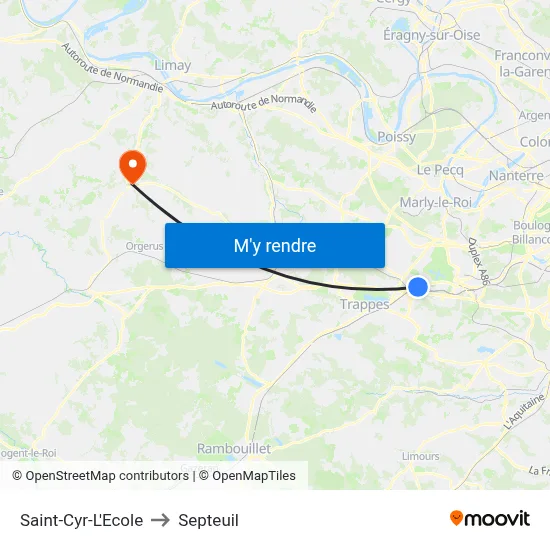 Saint-Cyr-L'Ecole to Septeuil map