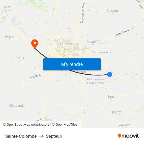 Sainte-Colombe to Septeuil map
