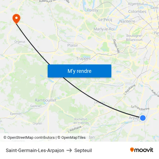 Saint-Germain-Les-Arpajon to Septeuil map