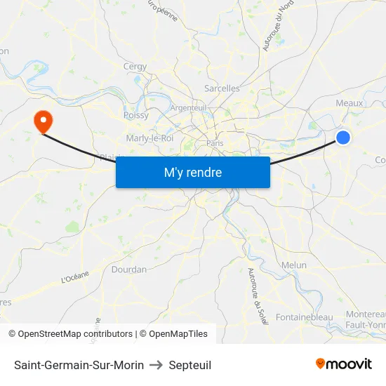 Saint-Germain-Sur-Morin to Septeuil map