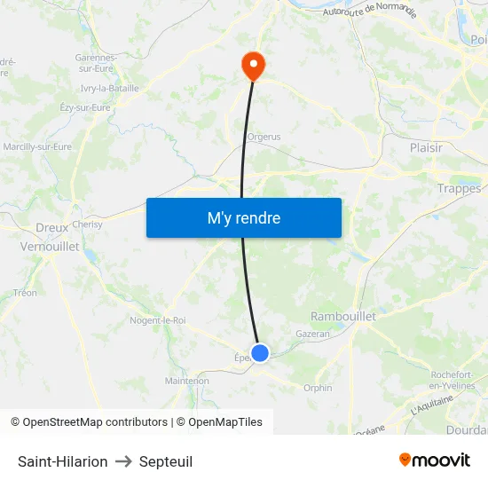 Saint-Hilarion to Septeuil map