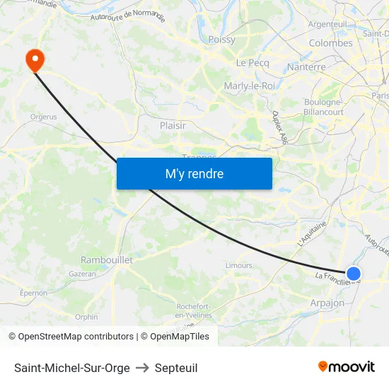 Saint-Michel-Sur-Orge to Septeuil map