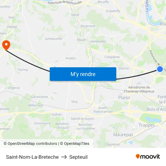 Saint-Nom-La-Breteche to Septeuil map