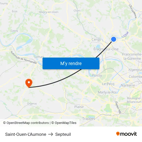 Saint-Ouen-L'Aumone to Septeuil map