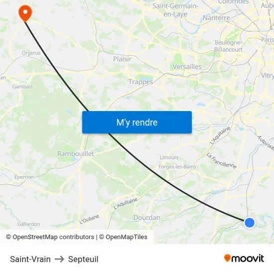 Saint-Vrain to Septeuil map