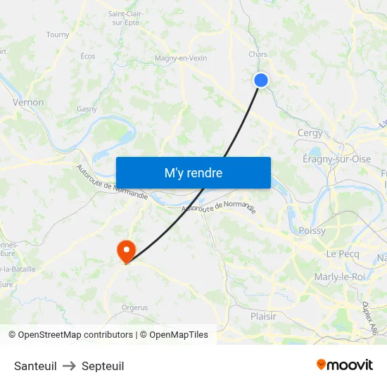 Santeuil to Septeuil map
