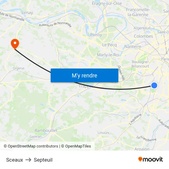 Sceaux to Septeuil map