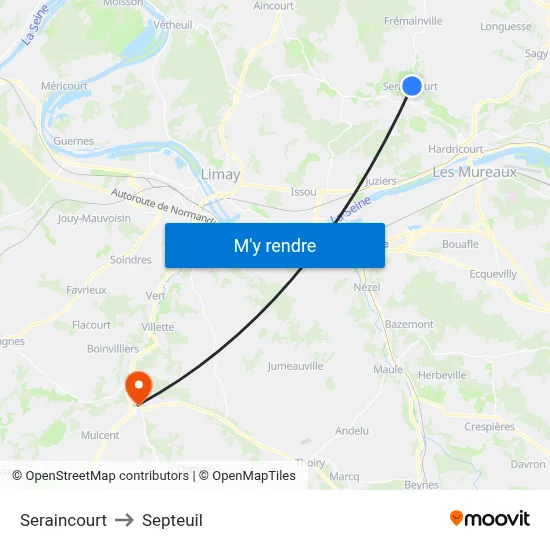 Seraincourt to Septeuil map