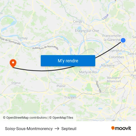 Soisy-Sous-Montmorency to Septeuil map