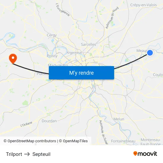 Trilport to Septeuil map