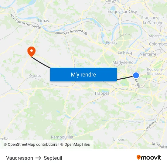 Vaucresson to Septeuil map