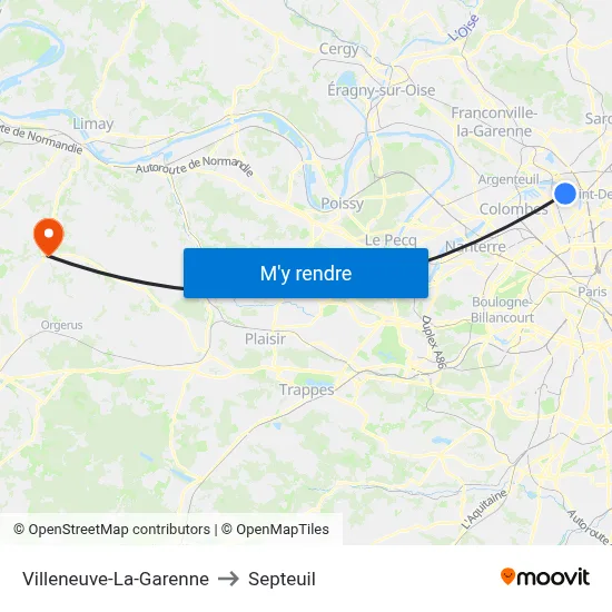 Villeneuve-La-Garenne to Septeuil map