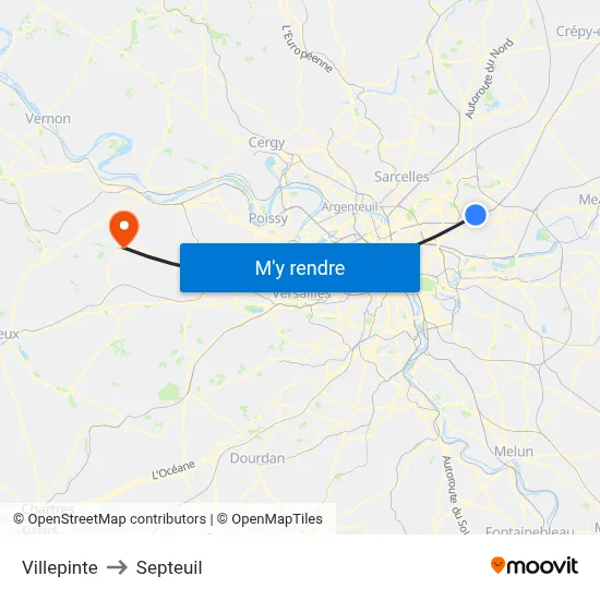 Villepinte to Septeuil map