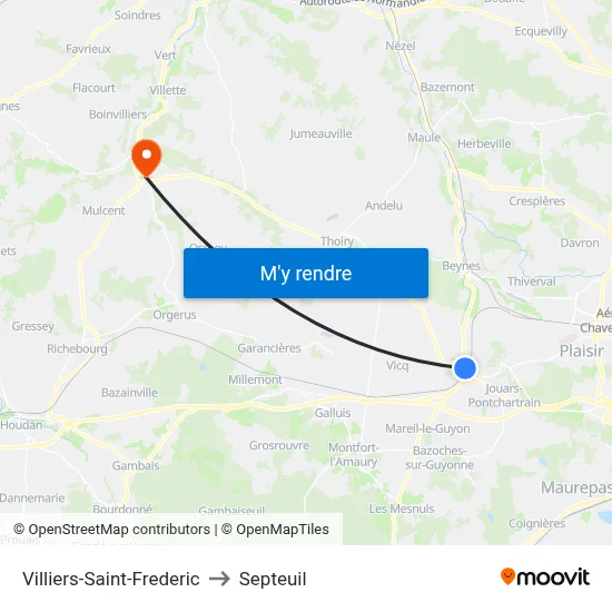 Villiers-Saint-Frederic to Septeuil map