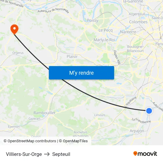 Villiers-Sur-Orge to Septeuil map