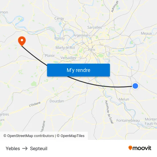 Yebles to Septeuil map