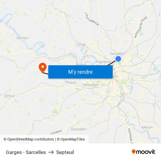 Garges - Sarcelles to Septeuil map