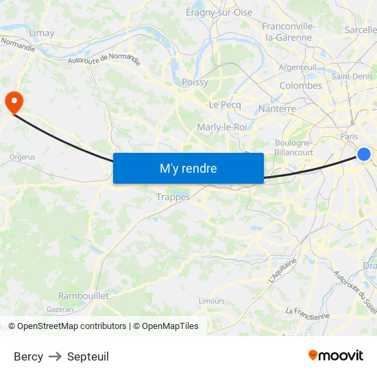 Bercy to Septeuil map
