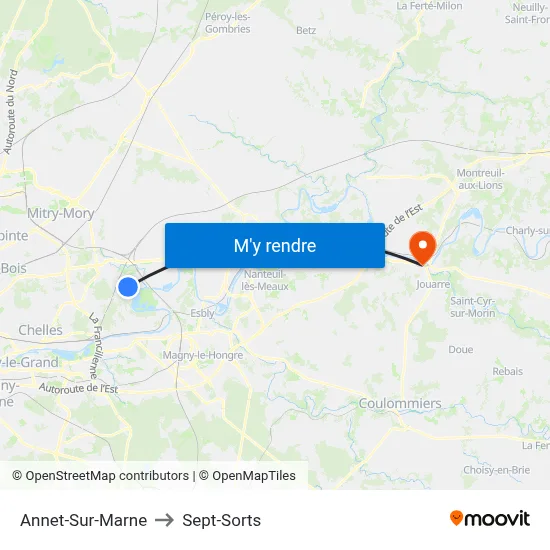 Annet-Sur-Marne to Sept-Sorts map