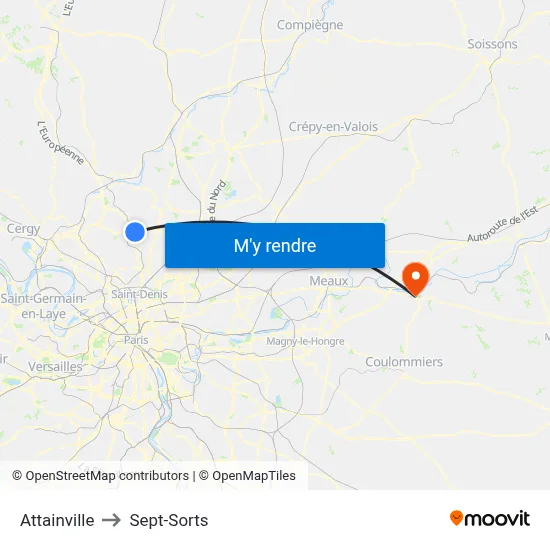 Attainville to Sept-Sorts map