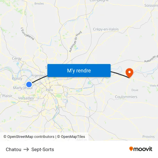 Chatou to Sept-Sorts map