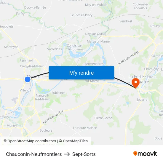 Chauconin-Neufmontiers to Sept-Sorts map