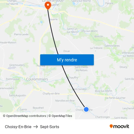 Choisy-En-Brie to Sept-Sorts map