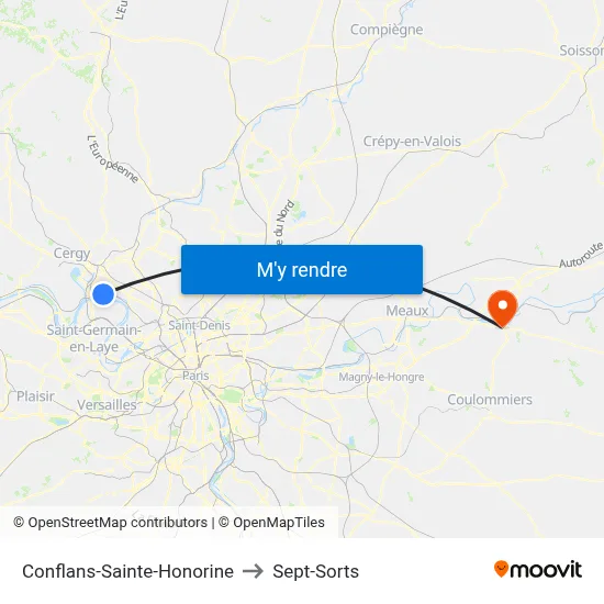 Conflans-Sainte-Honorine to Sept-Sorts map