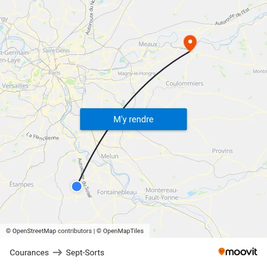 Courances to Sept-Sorts map