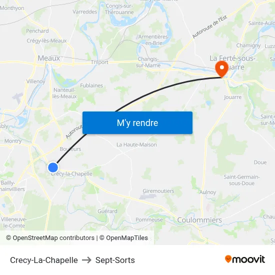 Crecy-La-Chapelle to Sept-Sorts map