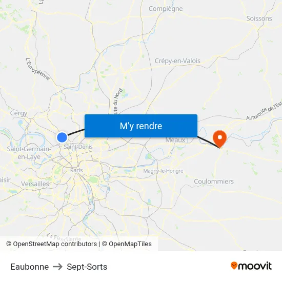 Eaubonne to Sept-Sorts map