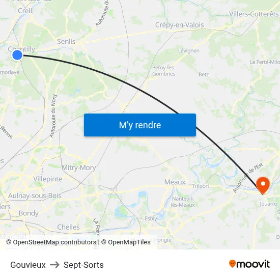Gouvieux to Sept-Sorts map