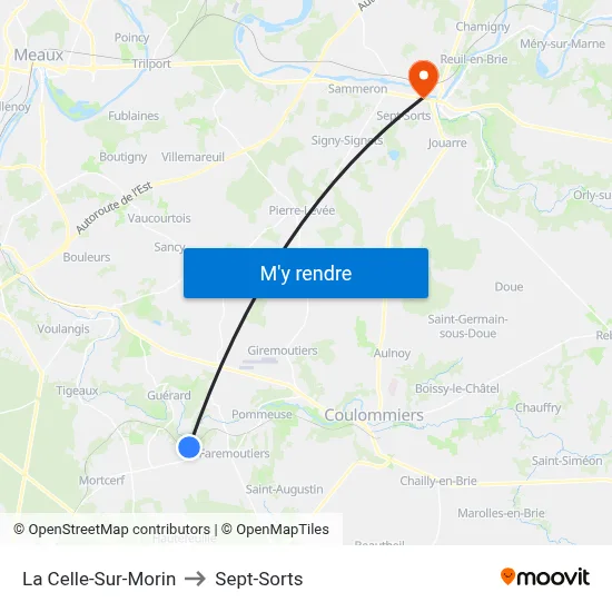 La Celle-Sur-Morin to Sept-Sorts map