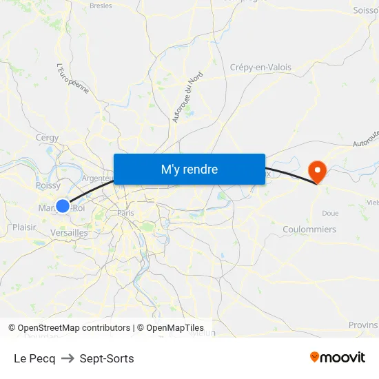 Le Pecq to Sept-Sorts map